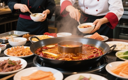现场火锅培训图