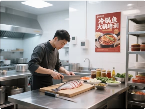 冷锅鱼火锅开始制作