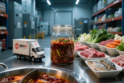 现代化的火锅食材仓库