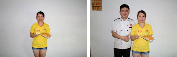 煌旗南瓜饼培训学员林小姐和培训老师合影